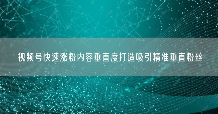 视频号快速涨粉内容垂直度打造吸引精准垂直粉丝