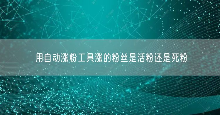 用自动涨粉工具涨的粉丝是活粉还是死粉
